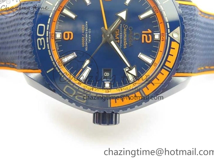 0316 Planet Ocean 45.5mm Big Blue Real Ceramic VSF 1:1 Best Edition on Blue Rubber Strap A8906 Super Clone Unique 7896